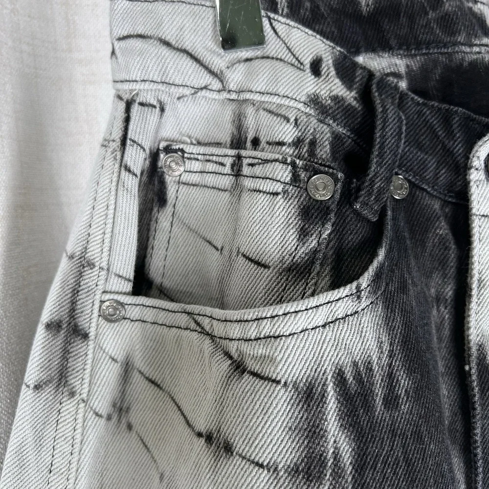 NEW! Daily Paper Huna Tie Dye Denim Skirt Shibori Black Grey Small Punk Grunge - Picture 4 of 13